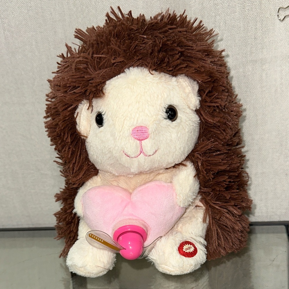 Plush Hedgehog Toy with Pink Heart